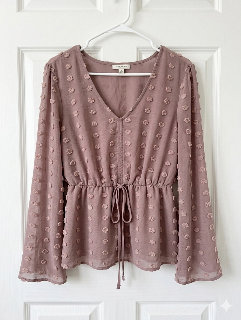 Maurices Textured Dot Cinched Waist Blouse – Medium , Women
